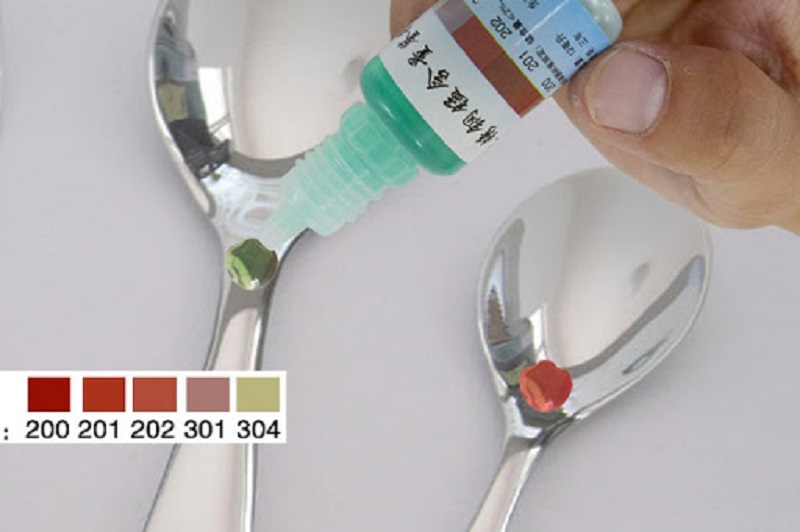 phân biệt inox 304 và inox 201 bằng thuốc thử chuyên dụng